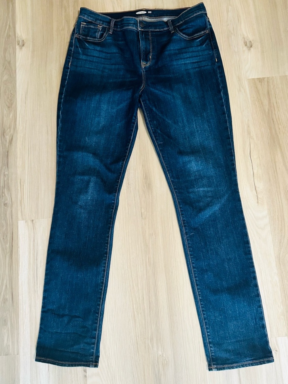 Old Navy Women's Dark Blue Curvy Straight-Leg Jeans 10 long